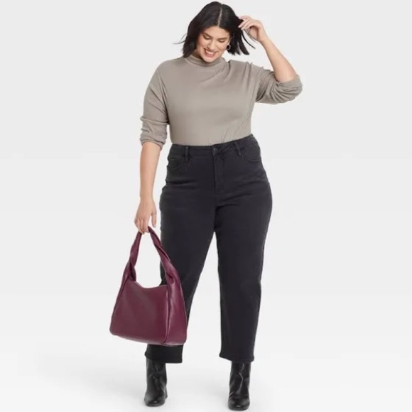 Ava & Viv Denim - Ava & Viv High Rise Straight Jeans Black Denim Plus Size New 14 24 26